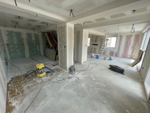 Photo de galerie - Faux plafond et murs dans une pièce à vivre 