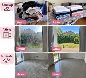 Photo de galerie - Repassage ,vitres et fin chantier avant et aprés