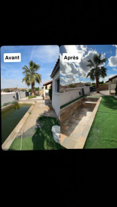 Photo de galerie - Nettoyage de piscine plus remise au propre du synthétique autour 