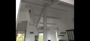 Photo de galerie - Remise en blanc des plafonds en lambris plafond cathédrale