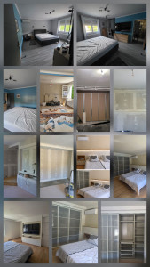 Photo de galerie - Rénovation complète de la chambre :
- Isolation
- Placo
- Bande à joint
- Pose de parquet
- Création dressing et coin pour le futur bureau
- Création tête de lit et chevet en chêne massif
- Création du design en amont avec les clients