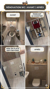 Photo de galerie - Avant après : mise en place d’un WC, suspendu 
