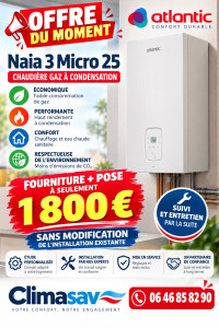 Photo de galerie - Profitez de l’offre du moment chaudière à condensation de marque Atantic Naia, à seulement 1800€ sous condition.  