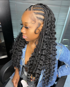 Photo de galerie - Tissage demie tête natte collée 