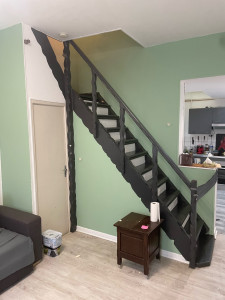 Photo de galerie - Ponçage de l’escalier , et mise en peinture de tous les murs 