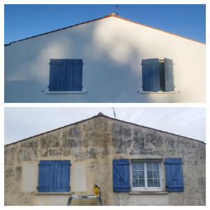 Photo de galerie - Traitement de façade, démoussage et peinture extérieure 