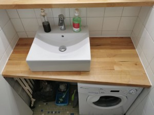 Photo réalisation - Bricolage - Petits travaux - Aymen D. - Lyon 8e Arrondissement (Bataille) : Pose plan de travail + vasque + raccordement plomberie