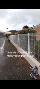 Photo de galerie - Pose de clôture rigide plus rénovation petit muret