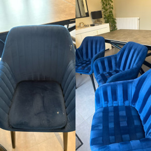Photo de galerie - Nettoyage professionnel de 5 sièges en velours synthétiques , résultat comme neuf
