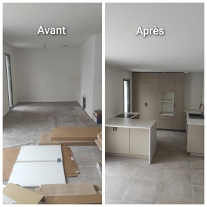 Photo de galerie - Montage complet d’une cuisine Avant -Après 