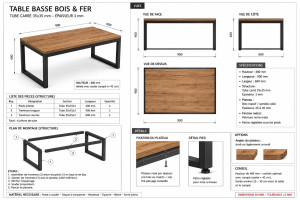 Photo de galerie - Fabrication sur mesure d’une table basse. Conception et réalisation selon les dimensions et les envies du client, avec une finition soignée et une attention particulière portée à la qualité et aux détails.
