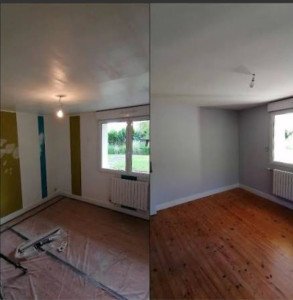 Photo de galerie - Préparation des murs, mise en peinture des murs et du plafond