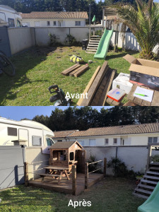 Photo de galerie - Création d'une petite terrasse pour un espace de jeux extérieur 