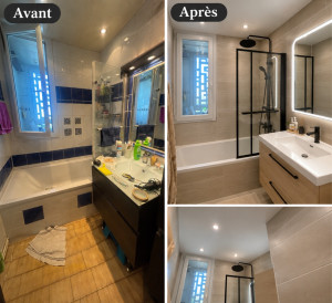 Photo de galerie - Le avant après rénovation complète de la salle de bain ( du sol au plafond)