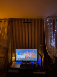 Photo de galerie - Pose revêtement mural panneau mural en bois 