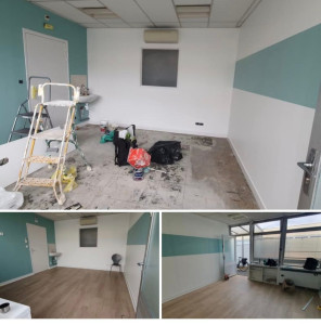 Photo de galerie - Réfection d'un cabinet médical en peinture des murs sur toile de verre et pose d'un sol souple clipsable.