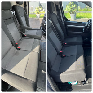 Photo de galerie - Passage shampouineuse sur sellerie utilitaire (remplie de plâtre avant / après)