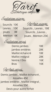 Photo de galerie - Tarif épilation et forfait 