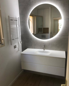 Photo de galerie - Pose meuble vasque + miroir 