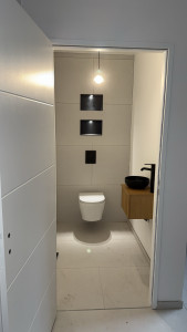 Photo de galerie - Pose toilettes plus carrelage et spot et lave main 