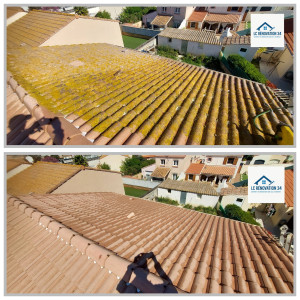 Photo de galerie - Changement de tuiles fissurer et nettoyage toiture plus application hydrofuge.
SETE (34)