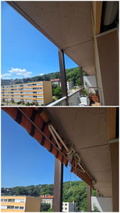 Photo de galerie - Depose de 2 stores banne pour nettoyage et peinture 
repose apres travaux 