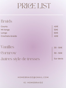 Photo de galerie - Liste non exhaustive des prix des prestations 