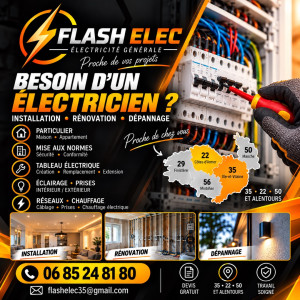 Photo de galerie - Réalisation électrique par FlashElec : installation, rénovation, mise aux normes et dépannage électrique.