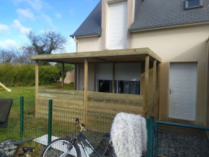 Photo de galerie - Création de pergolas bois + terasse avec étanchéité 