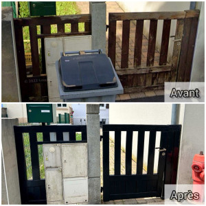Photo de galerie - Ponçage, nettoyage et peinture de la clôture en bois