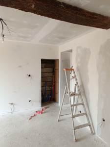 Photo de galerie - Pose de placo plâtre / enduit / bande et peinture