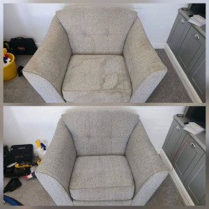 Photo de galerie - Avant / après d’un fauteuil.