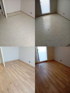 Photo de galerie - Rénovation de sol en parquet stratifié clipsable.