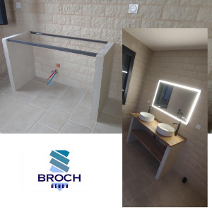 Photo de galerie - Fabrication d’un meuble vasque fixe, sur-mesure