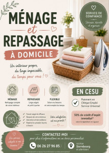 Photo de galerie - Ménage et repassage
50% de crédit d'impôt immédiat 