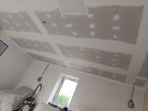 Photo de galerie - Plafond en plaque de plâtre sur ossature métallique. 