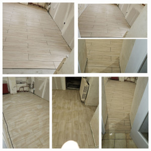 Photo de galerie - Pose de carrelage imitation parquet 