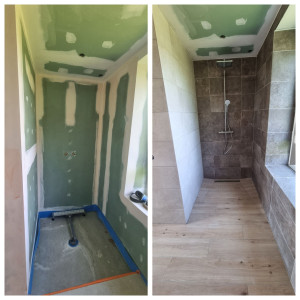 Photo de galerie - Un avant/ après d'une jolie petite salle de bain
