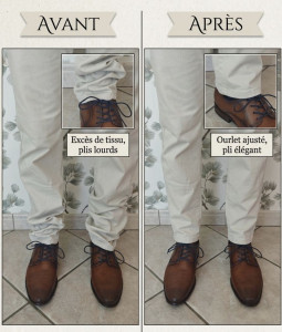 Photo de galerie - Ourlets pantalon 
Je peux aussi faire sur pantalon de costume (ourlets invisibles cousus à la main).