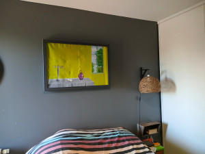 Photo de galerie - Peinture de mur et création de luminaire en corde