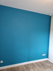 Photo de galerie - Mur tête de lit peinture bleu