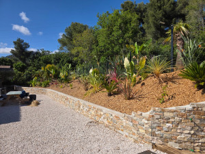 Photo de galerie - Réalisation jardinière, plantations, arrosage automatique et paillage