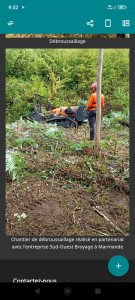 Photo de galerie - Débroussaillage roncier, arbuste, herbes hautes sur terrain en pente.
intervention via robot débroussailleur télécommandé. 
Surface 3500 M².

