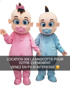 Photo de galerie - Mascotte disponible pour les gender reveal, baby shower etc ?