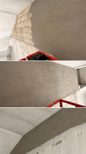 Photo de galerie - Enduit ciment réalisé avec soin sur murs et poutres. Finition parfaitement lisse, prête à recevoir la peinture.
