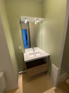 Photo de galerie - Installation meuble de salle de bain plus peinture