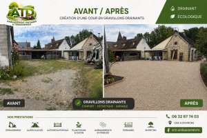 Photo de galerie - Terrassement d’une cour complète avec pose de bordure et gravillon 