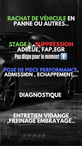 Photo de galerie - RACHAT DE VÉHICULE EN PANNE OU AUTRES.. STAGEA SUPPRESSION ADBLUE, FAP,EGR De nouveau Disponible carto sur mesure POSE DE PIECE PERFORMANCE, ADMISSION, ECHAPPEMENT DIAGNOSTIQUE ENTRETIEN VIDANGE ,FREINAGE EMBRAYAGE..
