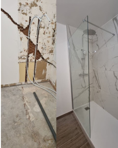 Photo de galerie - Avant / Après – Installation d’une douche à l’italienne
Transformation complète de la salle de bain .