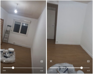 Photo de galerie - Installation d'une toile de verre + peinture 